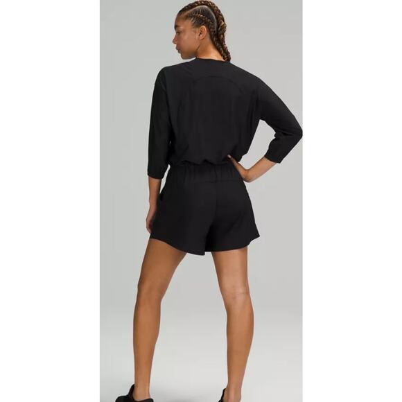 Lululemon High Neck UVP Zippered black shorts Romper women's size 2 NWOT - Picture 2 of 6